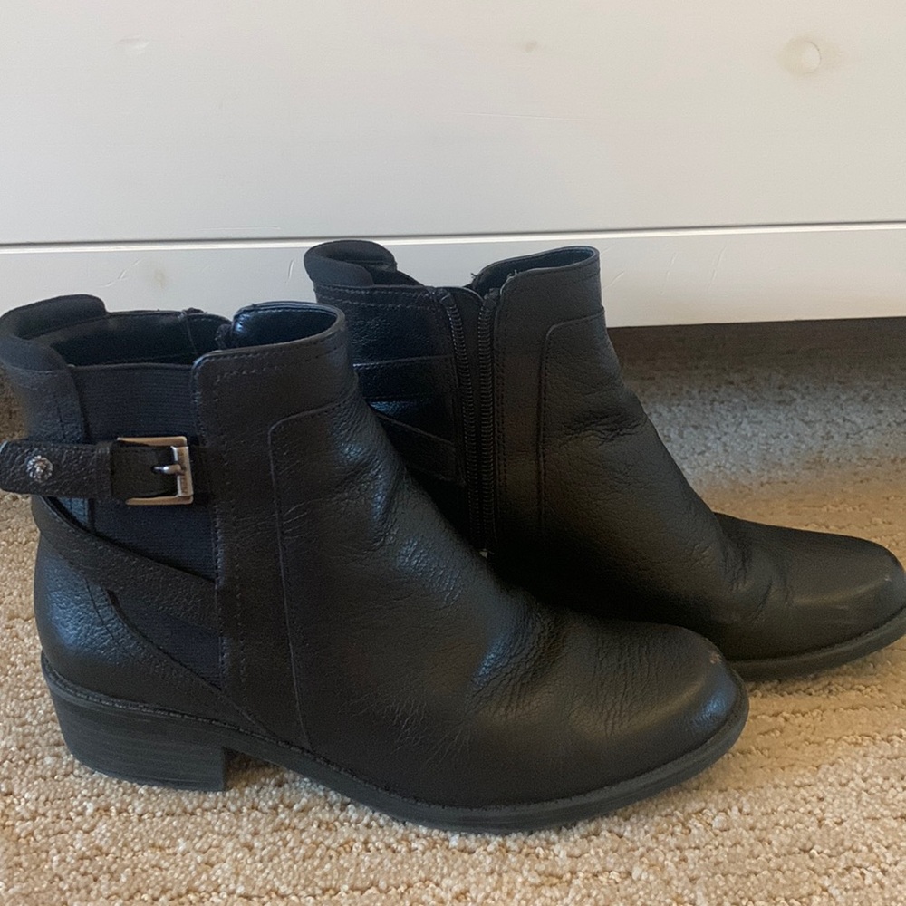 Black leather ankle boots